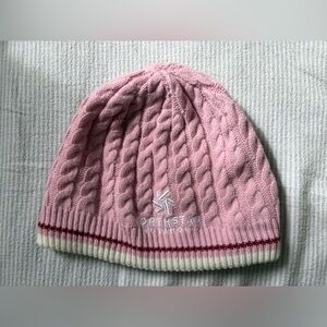 Bula Pink Cable Knit NorthStar Lake Tahoe CA Beanie Fleece Lined